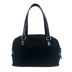 Prada Logo Embossed Tessuto Nylon Patent Shoulder Bag Mini Black with Lock — view 3