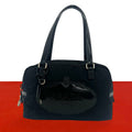Prada Logo Embossed Tessuto Nylon Patent Shoulder Bag Mini Black with Lock
