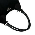 Prada Triangle Logo Tessuto Pocono Nylon Leather Shoulder Bag Black — view 4