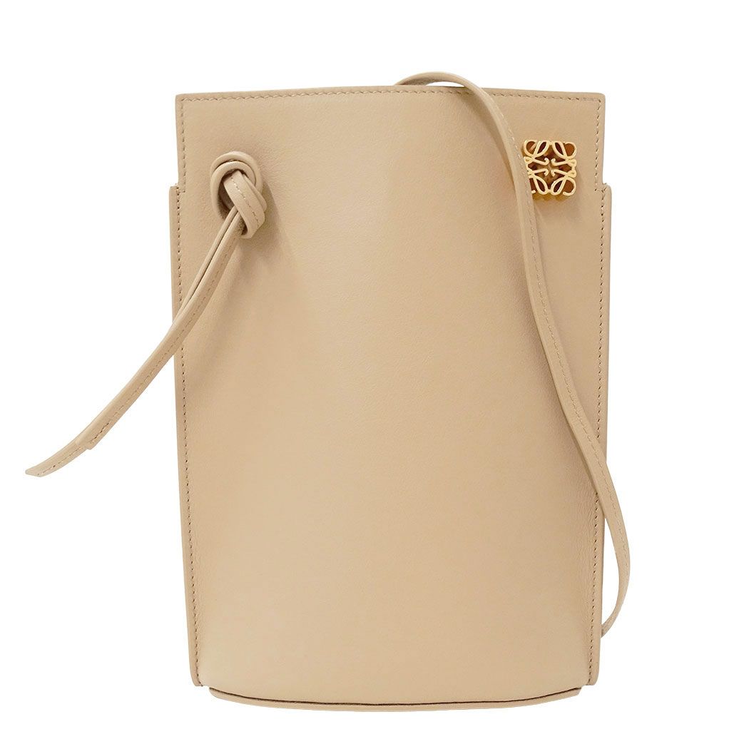 Loewe Shoulder Bag Anagram Leather Dice Pocket Beige Crossbody