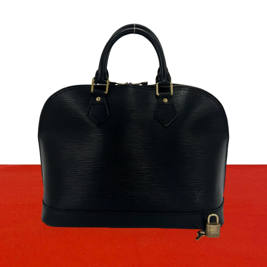 Louis Vuitton Vintage Alma Epi Leather Mini Boston Bag Noir with Key