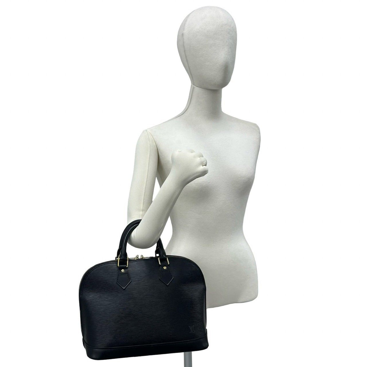 Louis Vuitton Vintage Alma Epi Leather Mini Boston Bag Noir with Key — view 2