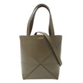 Loewe 2-Way Shoulder Bag Leather Khaki Green Handle