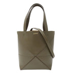 Loewe 2-Way Shoulder Bag Leather Khaki Green Handle