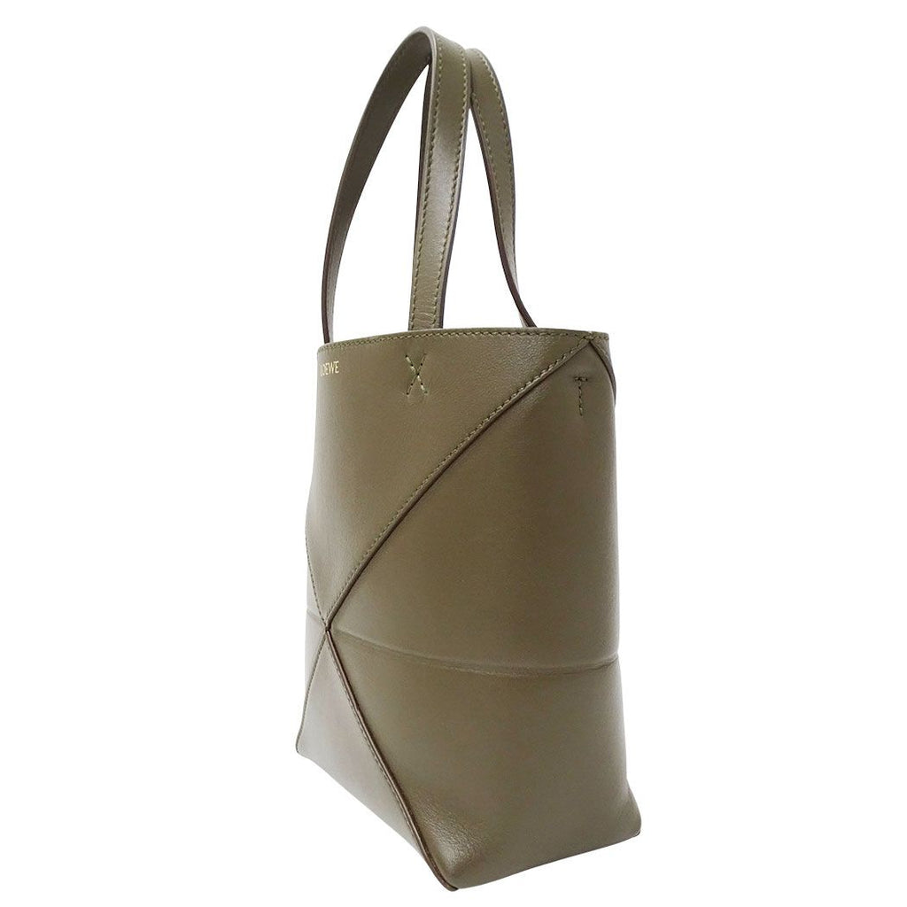 Loewe 2-Way Shoulder Bag Leather Khaki Green Handle — view 4