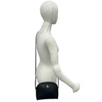 Dior Vintage Logo Honeycomb Pattern Leather Shoulder Bag Black — view 2