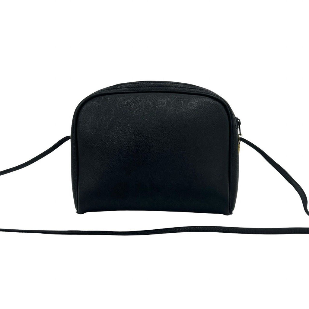 Dior Vintage Logo Honeycomb Pattern Leather Shoulder Bag Black — view 3