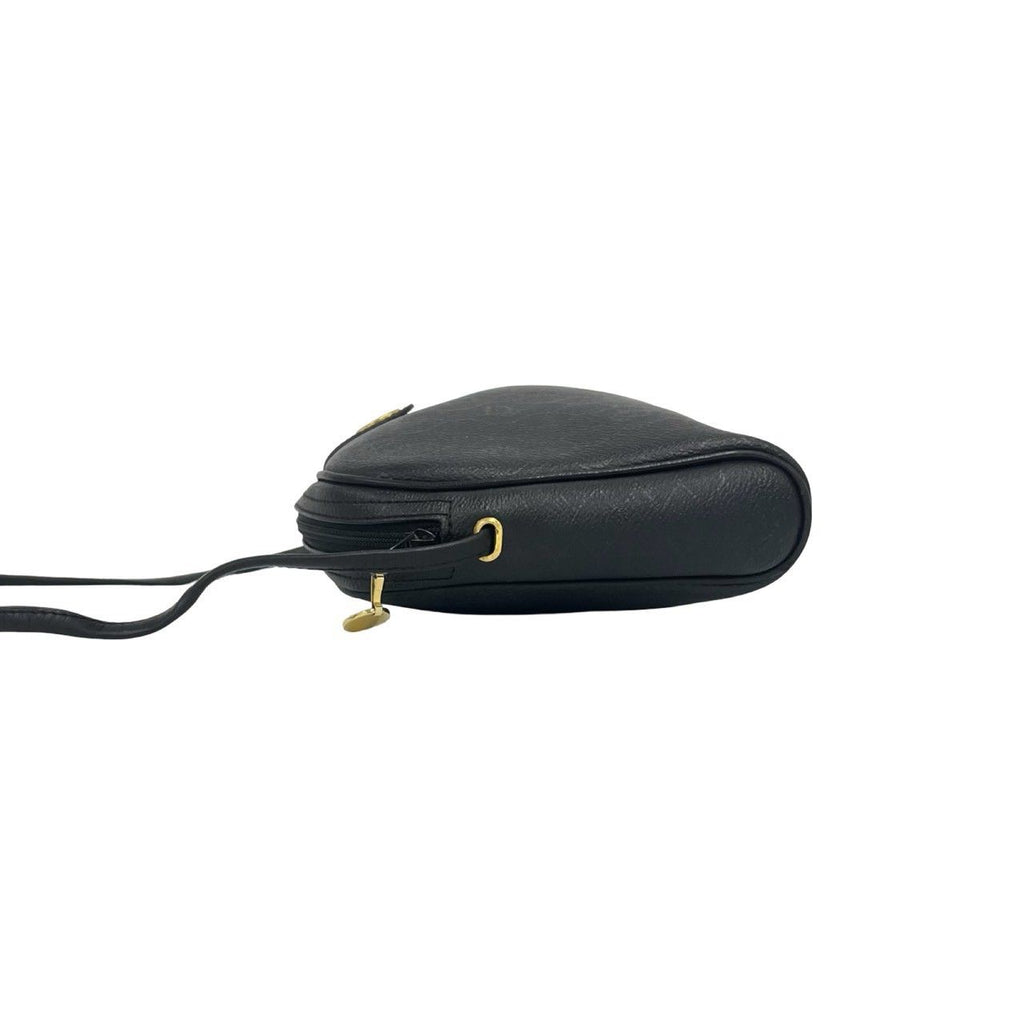 Dior Vintage Logo Honeycomb Pattern Leather Shoulder Bag Black — view 5