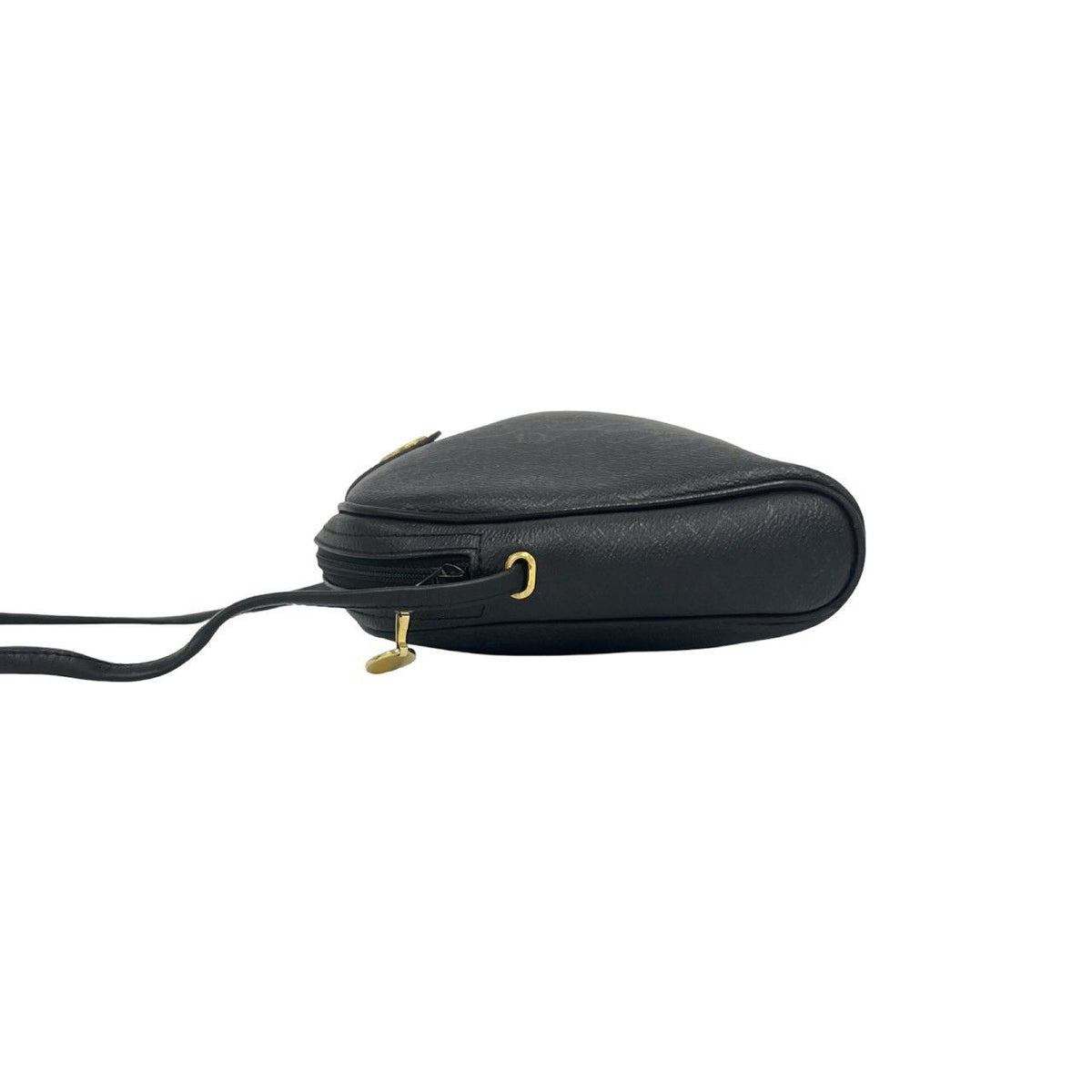 Dior Vintage Logo Honeycomb Pattern Leather Shoulder Bag Black — view 5