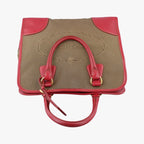 Prada Logo Jacquard Khaki Red Canvas Saffiano Leather — view 8