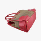 Prada Logo Jacquard Khaki Red Canvas Saffiano Leather — view 7