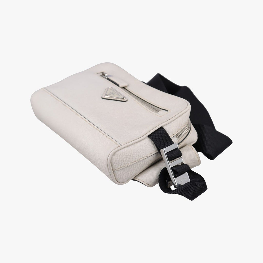 Prada Triangle Logo White Saffiano Leather 56 Handbag — view 4