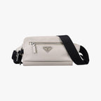 Prada Triangle Logo White Saffiano Leather 56 Handbag