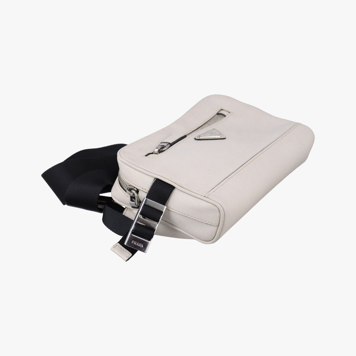 Prada Triangle Logo White Saffiano Leather 56 Handbag — view 5
