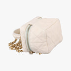 Chanel Quilted Mini Vanity Zip Around White Caviar Leather — view 7