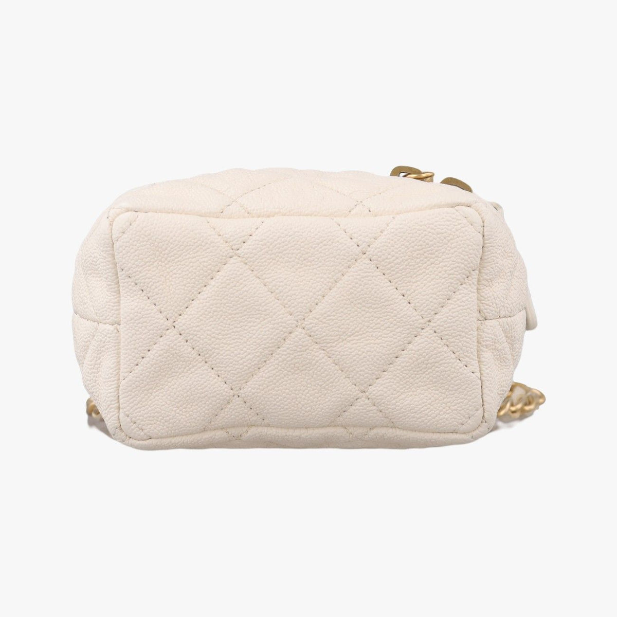 Chanel Quilted Mini Vanity Zip Around White Caviar Leather — view 3