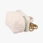 Chanel Quilted Mini Vanity Zip Around White Caviar Leather — view 6