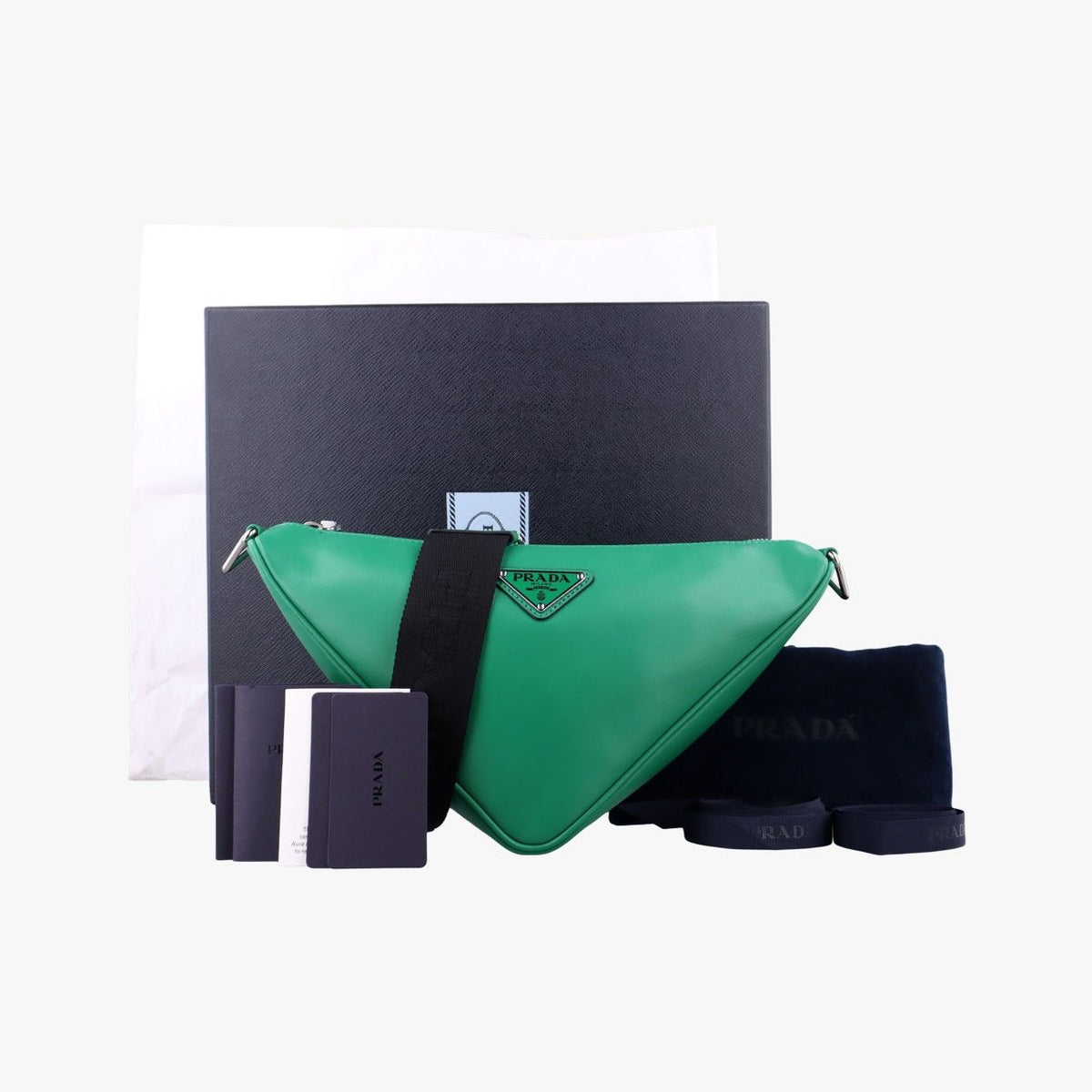 Prada Triangle Green Leather