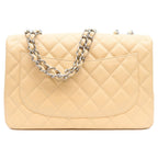 Chanel Beige Caviar Single Flap Silver Maxi Quilted 30 Shoulder Bag — view 3