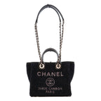 Chanel Black Tweed Mini Deauville Chain Shoulder Bag