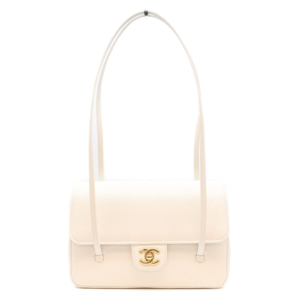 Chanel White Caviar Preppy Coco Small Flap Handbag