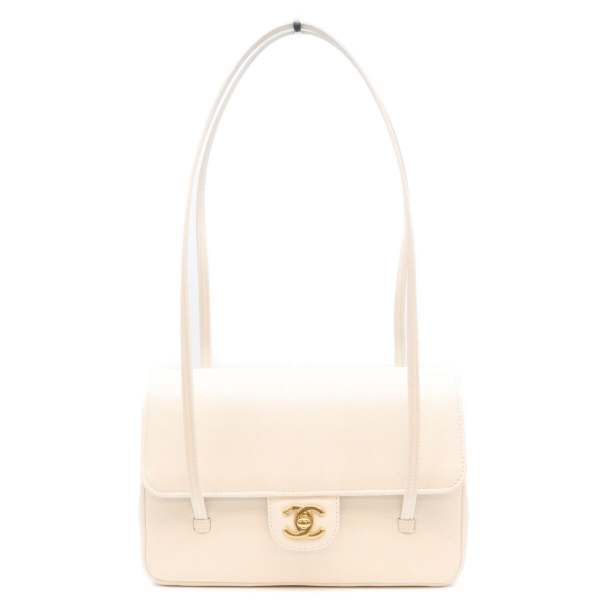 Chanel White Caviar Preppy Coco Small Flap Handbag