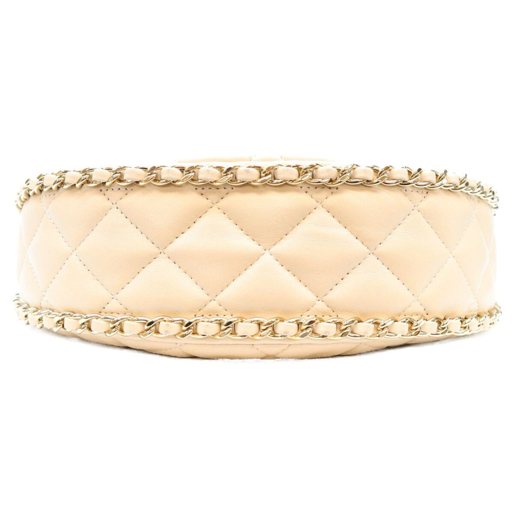 Chanel Beige Lambskin Quilted Small Hobo Chain Shoulder Bag — view 5