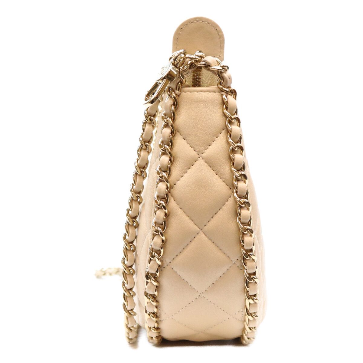 Chanel Beige Lambskin Quilted Small Hobo Chain Shoulder Bag — view 4