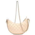 Chanel Beige Lambskin Quilted Small Hobo Chain Shoulder Bag