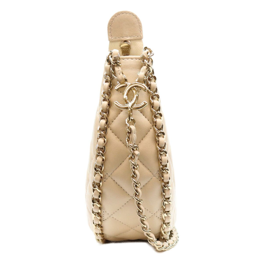 Chanel Beige Lambskin Quilted Small Hobo Chain Shoulder Bag — view 2