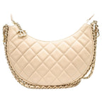 Chanel Beige Lambskin Quilted Small Hobo Chain Shoulder Bag — view 3