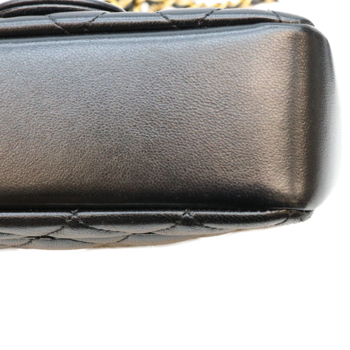 Chanel Black Lambskin Mini Quilted 18 Pearl Chain Shoulder Bag — view 6