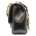Chanel Black Lambskin Mini Quilted 18 Pearl Chain Shoulder Bag — view 2