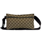 Gucci GG Pattern Logo Canvas Leather Belt Bag Waist Pouch Brown — view 3