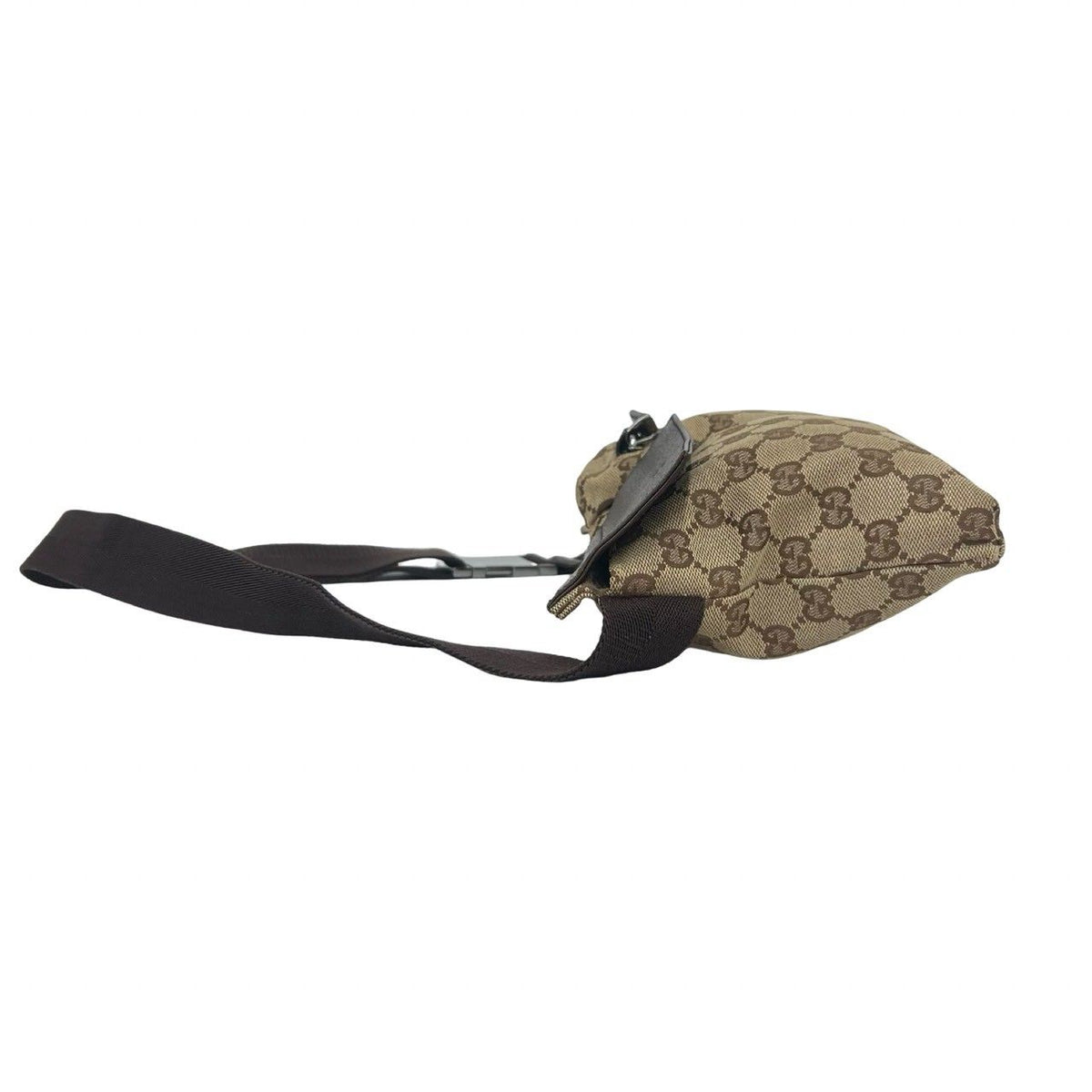 Gucci GG Pattern Logo Canvas Leather Belt Bag Waist Pouch Brown — view 5