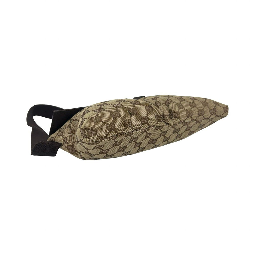 Gucci GG Pattern Logo Canvas Leather Belt Bag Waist Pouch Brown — view 7
