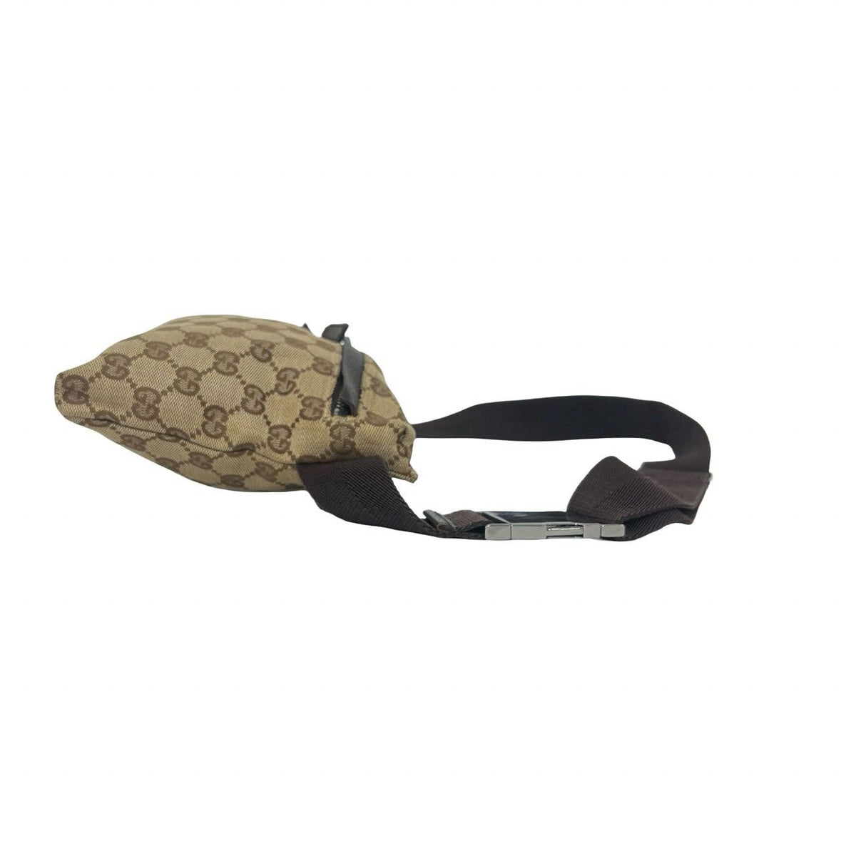 Gucci GG Pattern Logo Canvas Leather Belt Bag Waist Pouch Brown — view 6