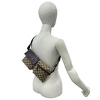 Gucci GG Pattern Logo Canvas Leather Belt Bag Waist Pouch Brown — view 2
