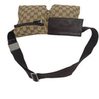 Gucci GG Pattern Logo Canvas Leather Belt Bag Waist Pouch Brown — view 4