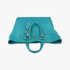 Prada Vitello Phoenix Blue Green Leather 219 7/8 — view 8