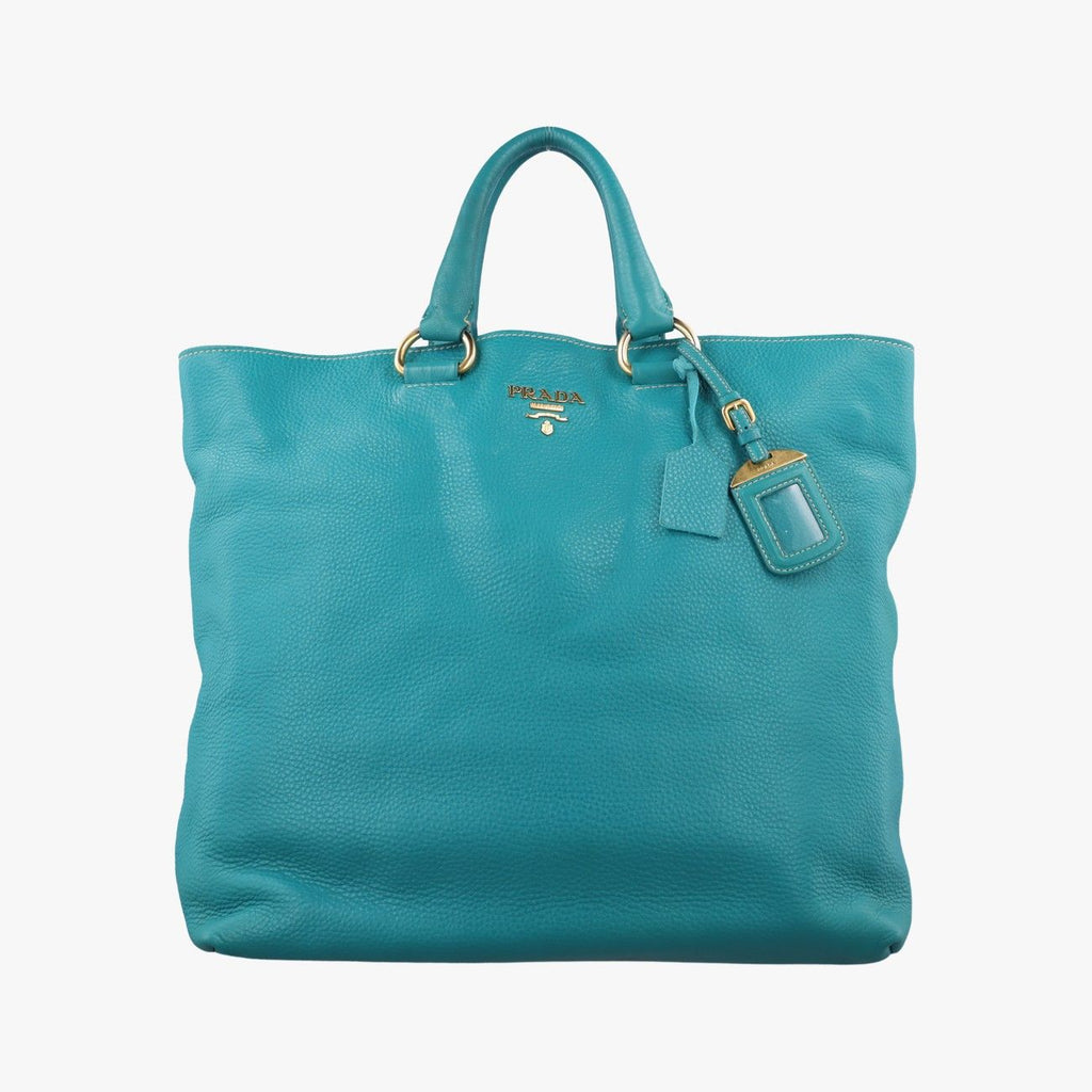 Prada Vitello Phoenix Blue Green Leather 219 7/8