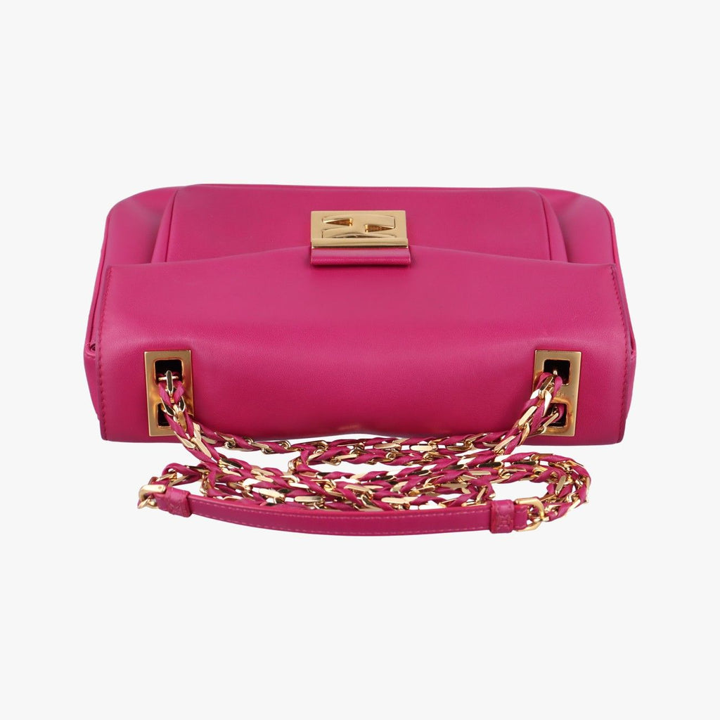 Fendi Bee Baguette Rose Red Leather Shoulder Bag — view 8