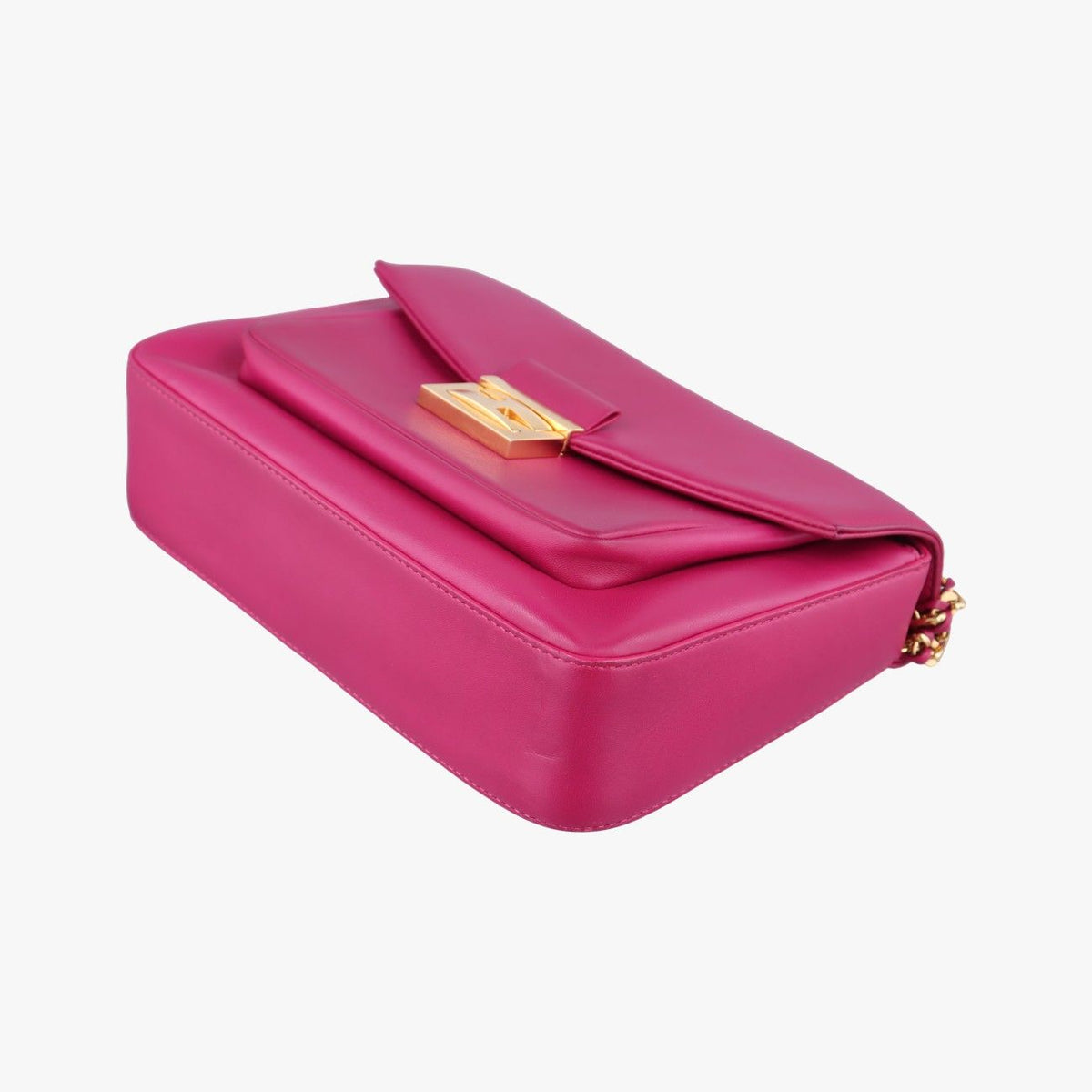 Fendi Bee Baguette Rose Red Leather Shoulder Bag — view 4