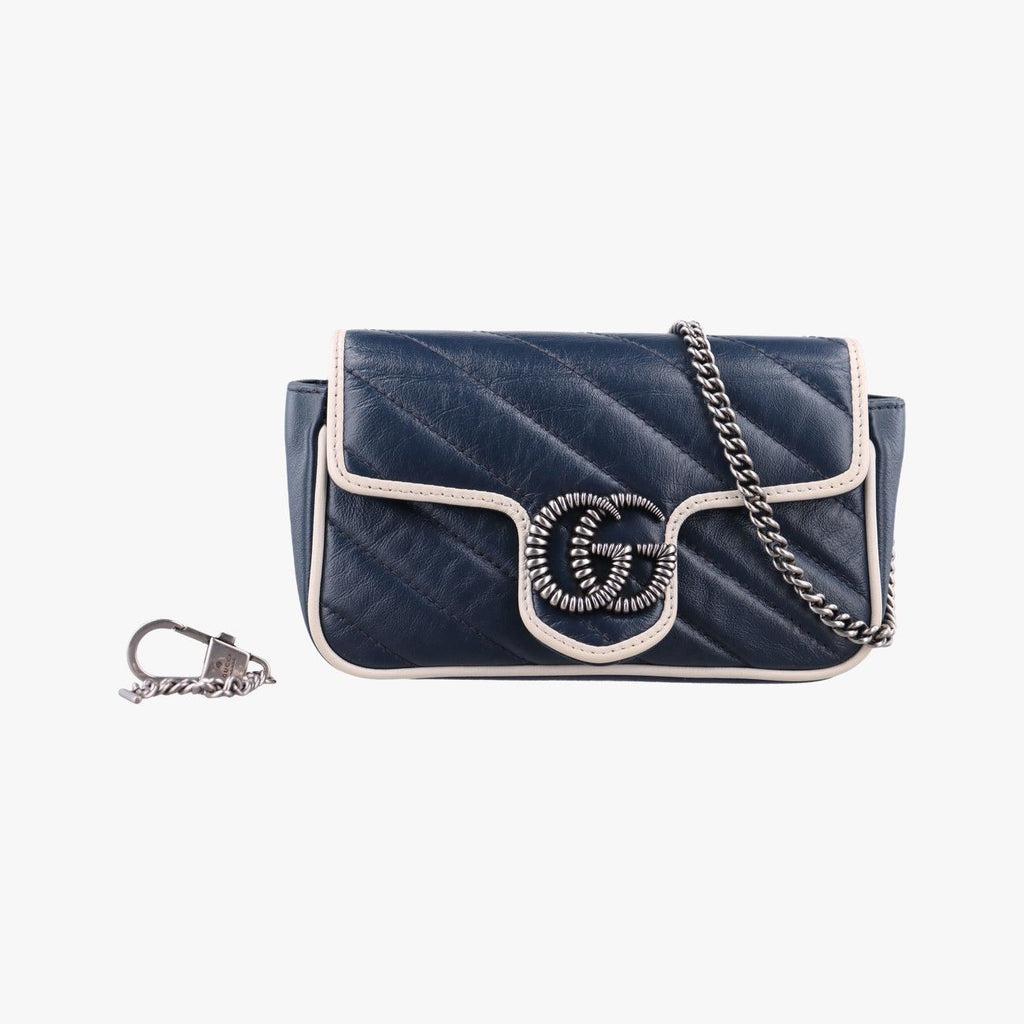 Gucci GG Marmont White Blue Leather