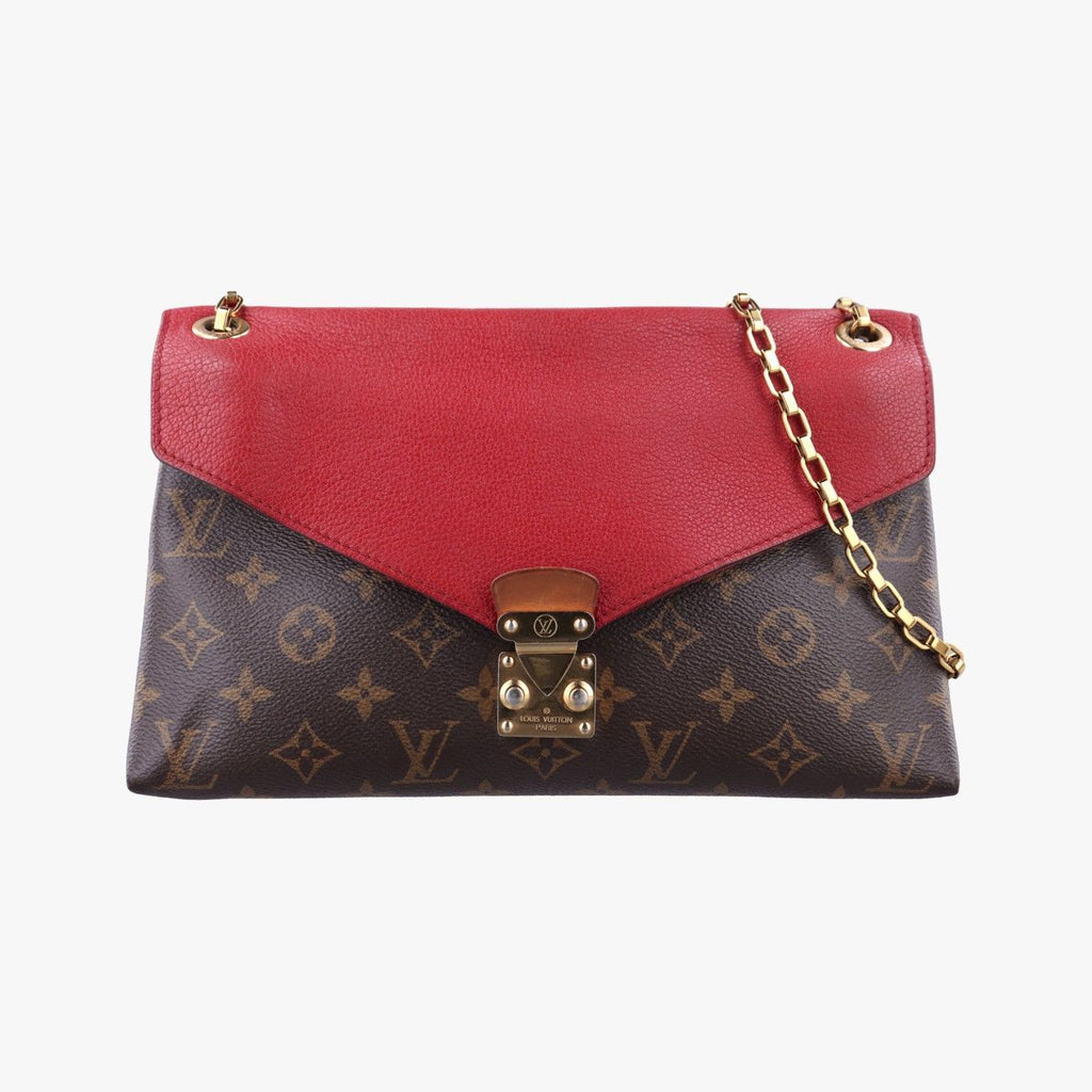 Louis Vuitton Pallas Chain Monogram Brown Cerise Canvas Calfskin Handbag