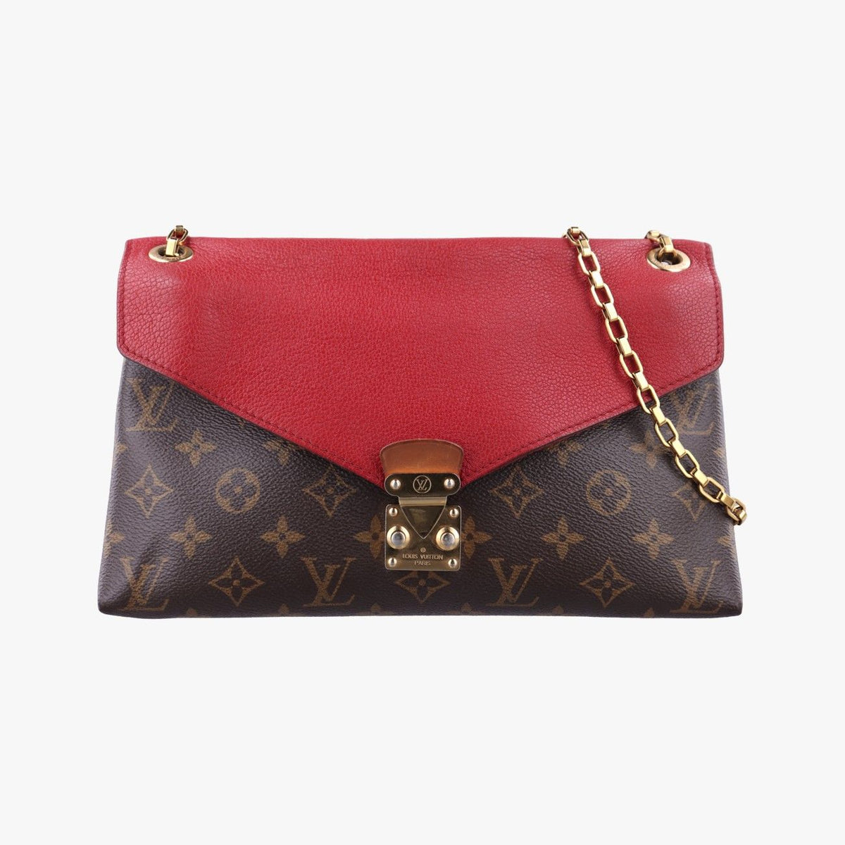 Louis Vuitton Pallas Chain Monogram Brown Cerise Canvas Calfskin Handbag