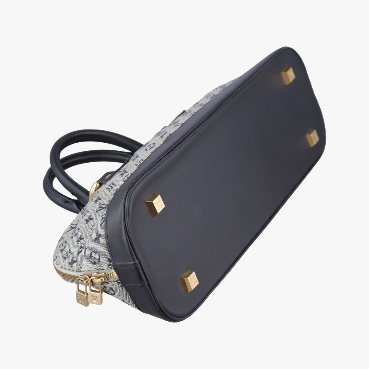 Louis Vuitton Monogram Mini Alma Long Navy Gray Canvas Leather Handbag — view 5