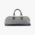 Louis Vuitton Monogram Mini Alma Long Navy Gray Canvas Leather Handbag