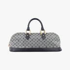 Louis Vuitton Monogram Mini Alma Long Navy Gray Canvas Leather Handbag