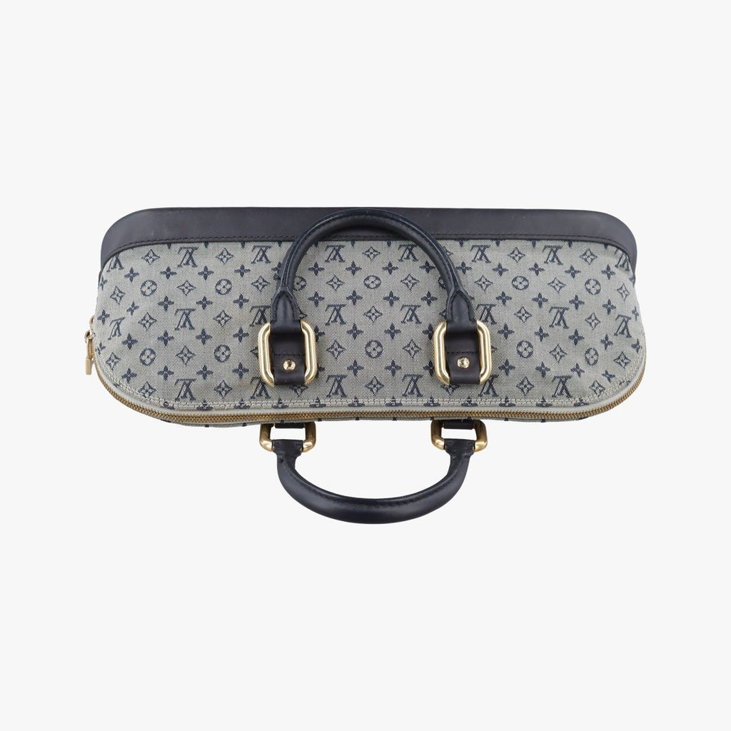 Louis Vuitton Monogram Mini Alma Long Navy Gray Canvas Leather Handbag — view 8